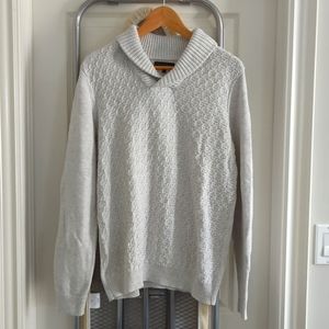 RW &CO off white heathered shawl collar sweater.